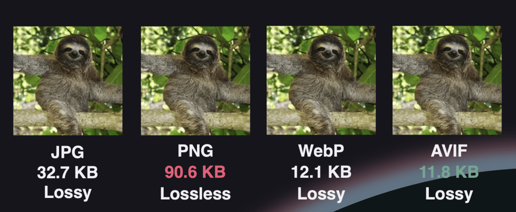 Size comparison of photo in formats